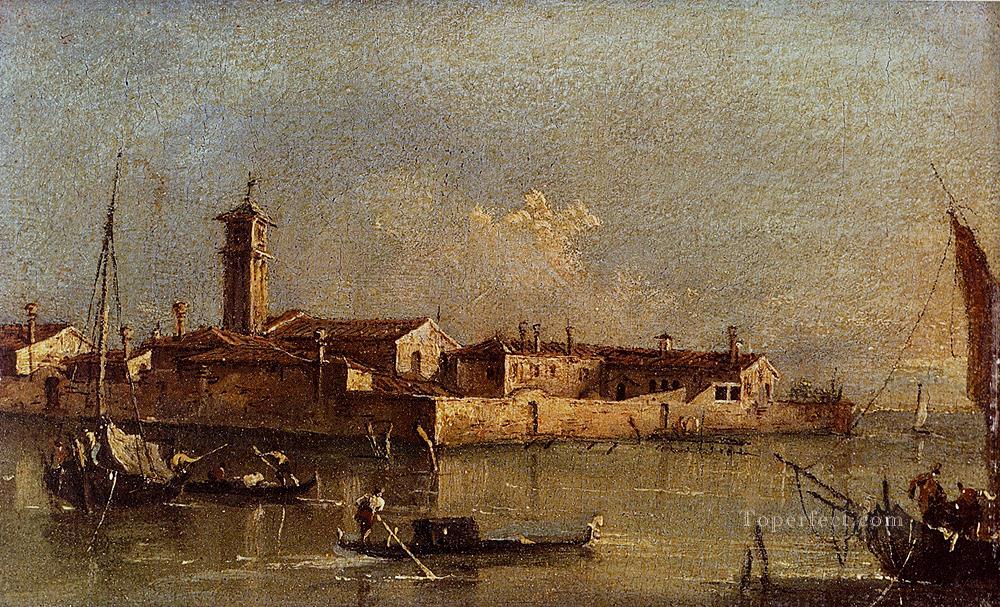 View Of The Island Of San Michele Near Murano Venice Venetian School Francesco Guardi Oil Paintings